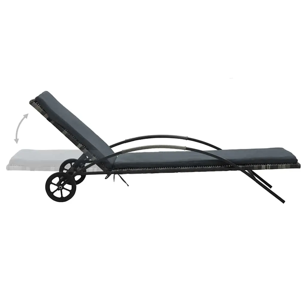 Sun Lounger Rattan Weather-resistant Adjustable Backrest Anthracite