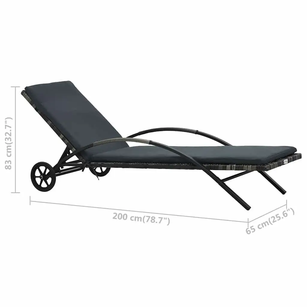 Sun Lounger Rattan Weather-resistant Adjustable Backrest Anthracite