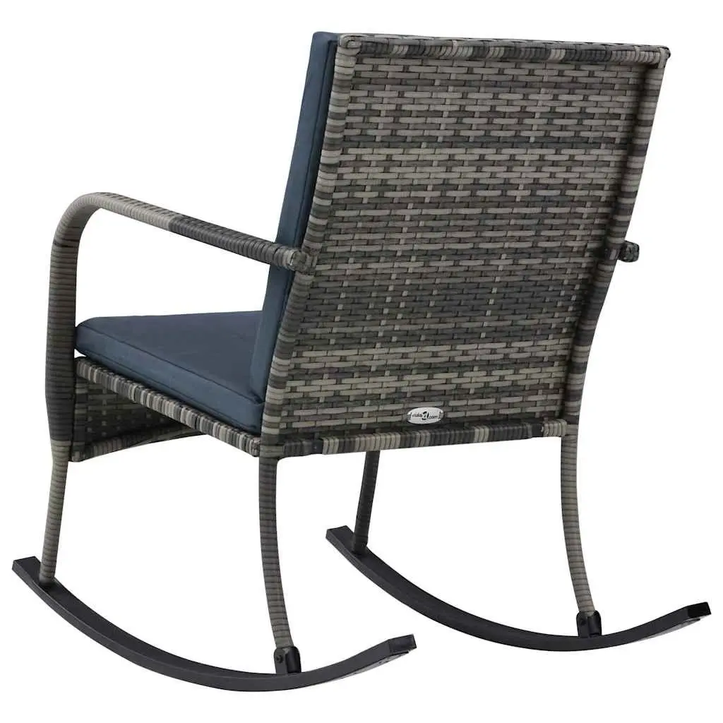 Outdoor Rocking Chair PE Rattan Powder-Coated Steel Anthracite with Removable Cushions