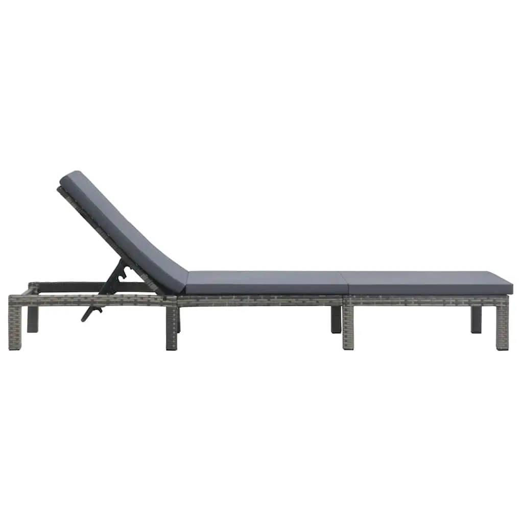 Sun Lounger Outdoor Daybed Poly Rattan Garden Patio Lounging Chair with Cushion