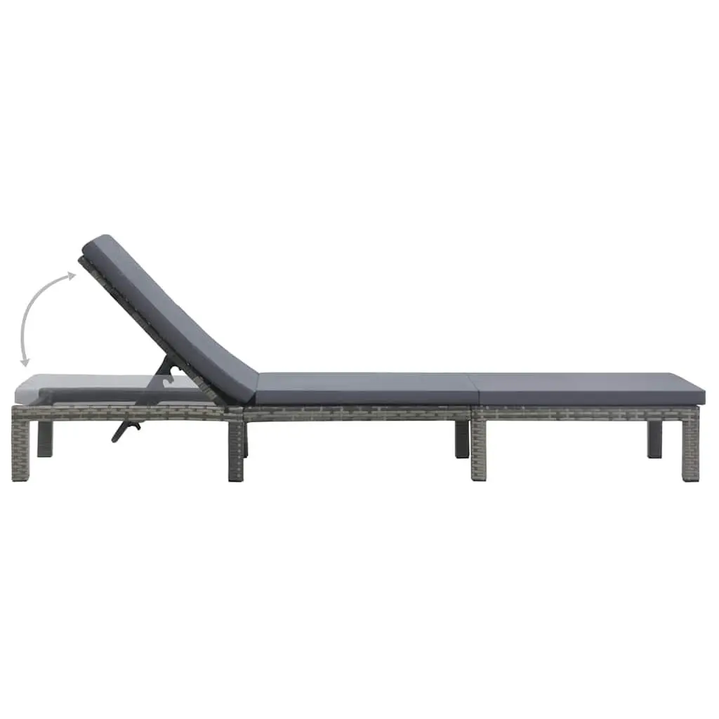 Sun Lounger Outdoor Daybed Poly Rattan Garden Patio Lounging Chair with Cushion