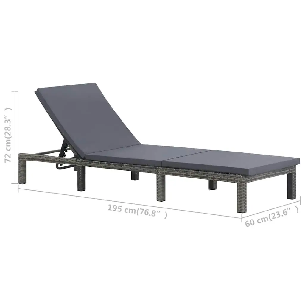 Sun Lounger Outdoor Daybed Poly Rattan Garden Patio Lounging Chair with Cushion