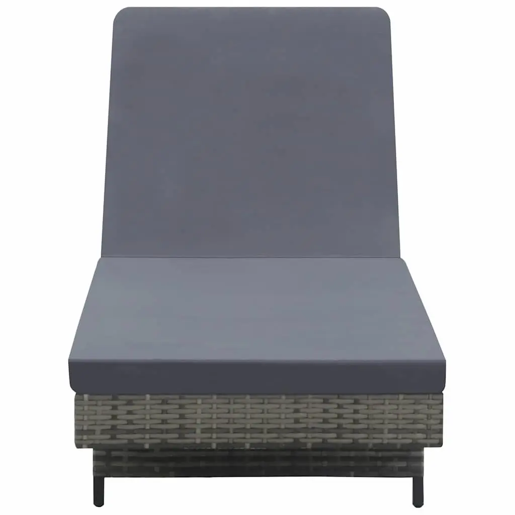 Sun Lounger PE Rattan Adjustable Backrest Anthracite with Cushion