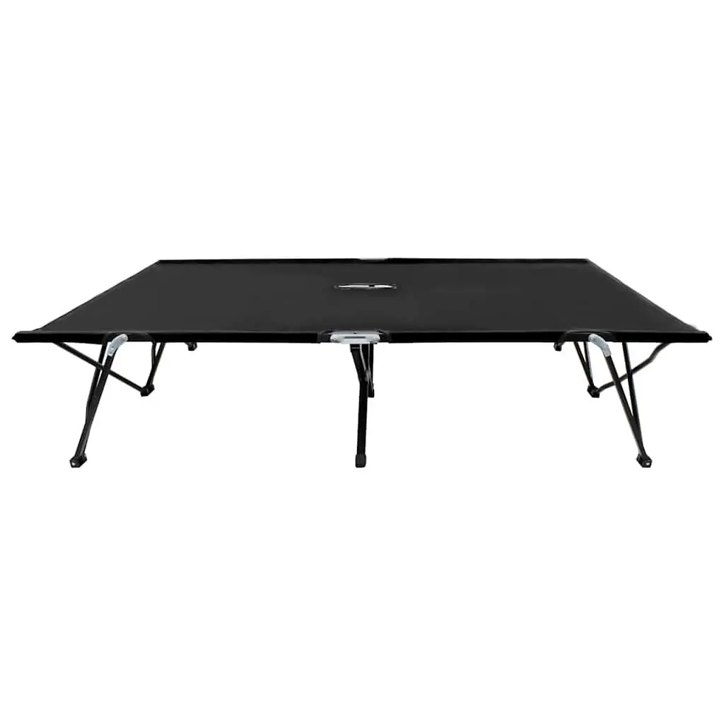 Two Person Folding Camping Cot Outdoor Lounger Black Steel Frame