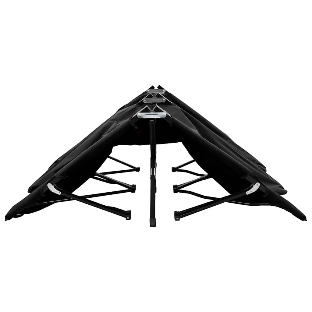 Two Person Folding Camping Cot Outdoor Lounger Black Steel Frame