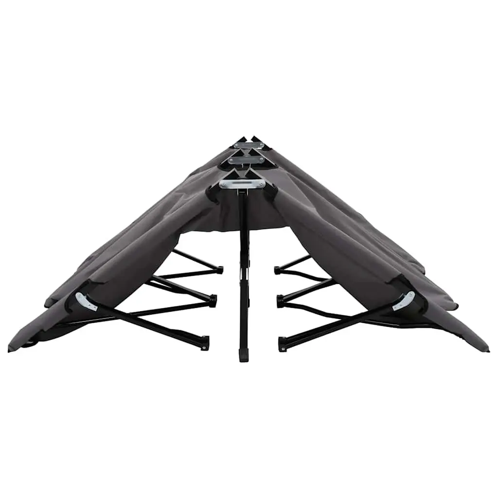 Folding Sun Lounger Steel Frame Elevated Grey