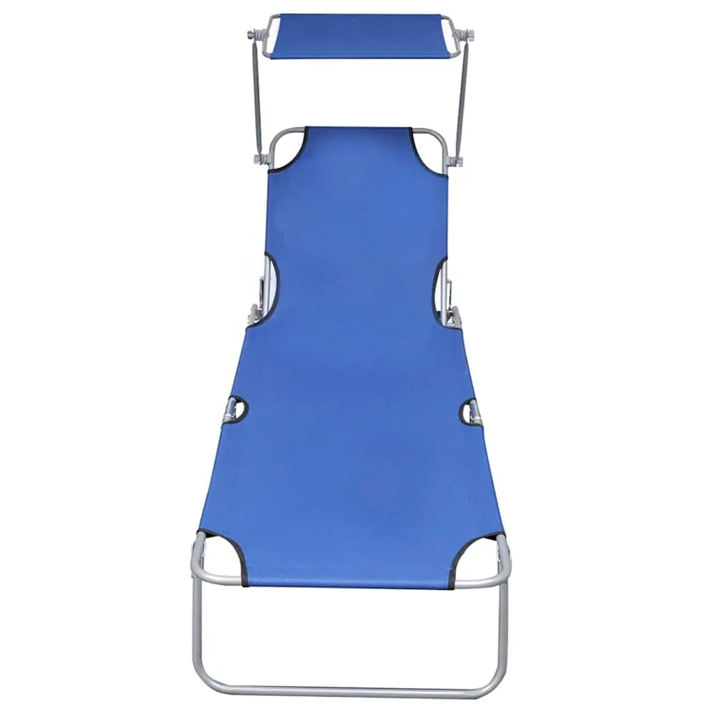 Folding Sun Lounger Aluminium Adjustable Backrest Blue