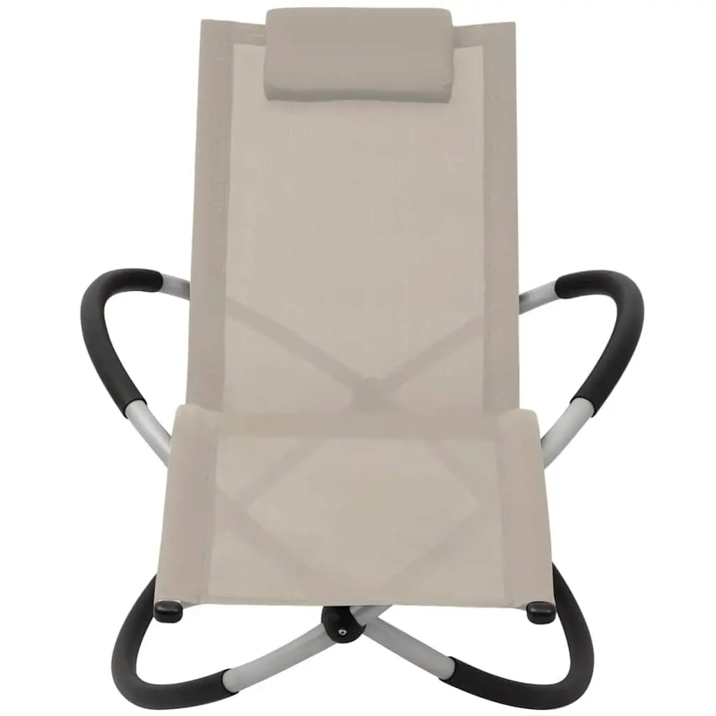 Sun Lounger Geometrical Galvanised Steel Folding Outdoor Chair Brown