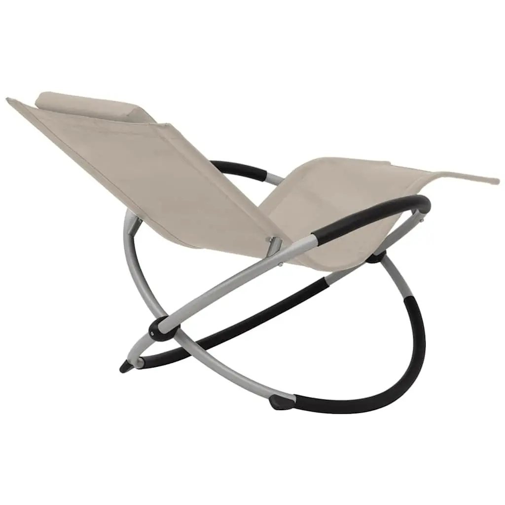 Sun Lounger Geometrical Galvanised Steel Folding Outdoor Chair Brown