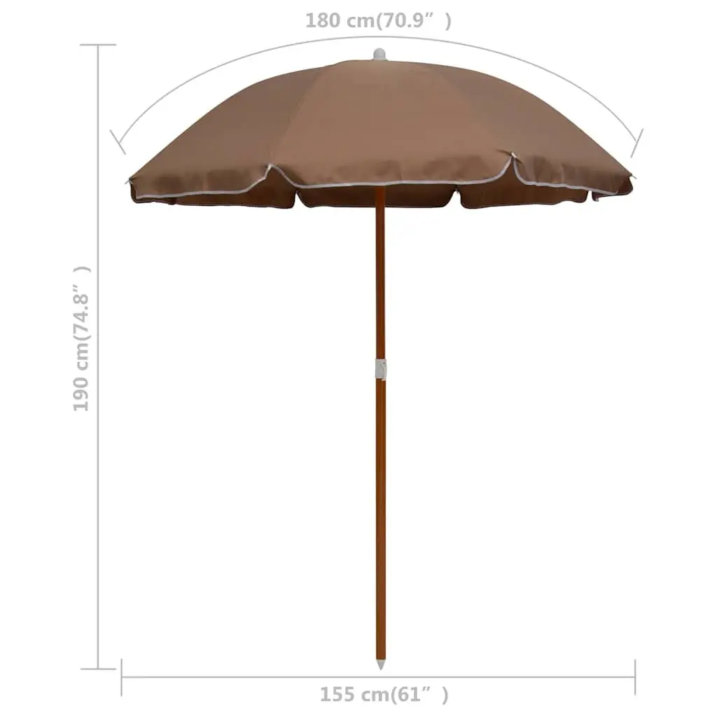 Garden Parasol UV Protective Polyester 180 cm Steel Pole Taupe