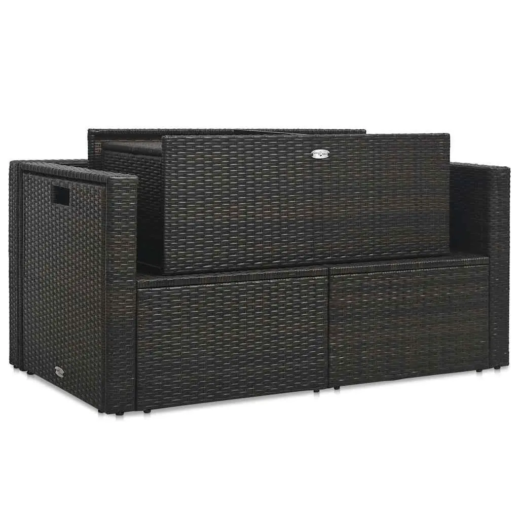 Outdoor Lounge Set Poly Rattan 6 Piece Brown Patio Furniture