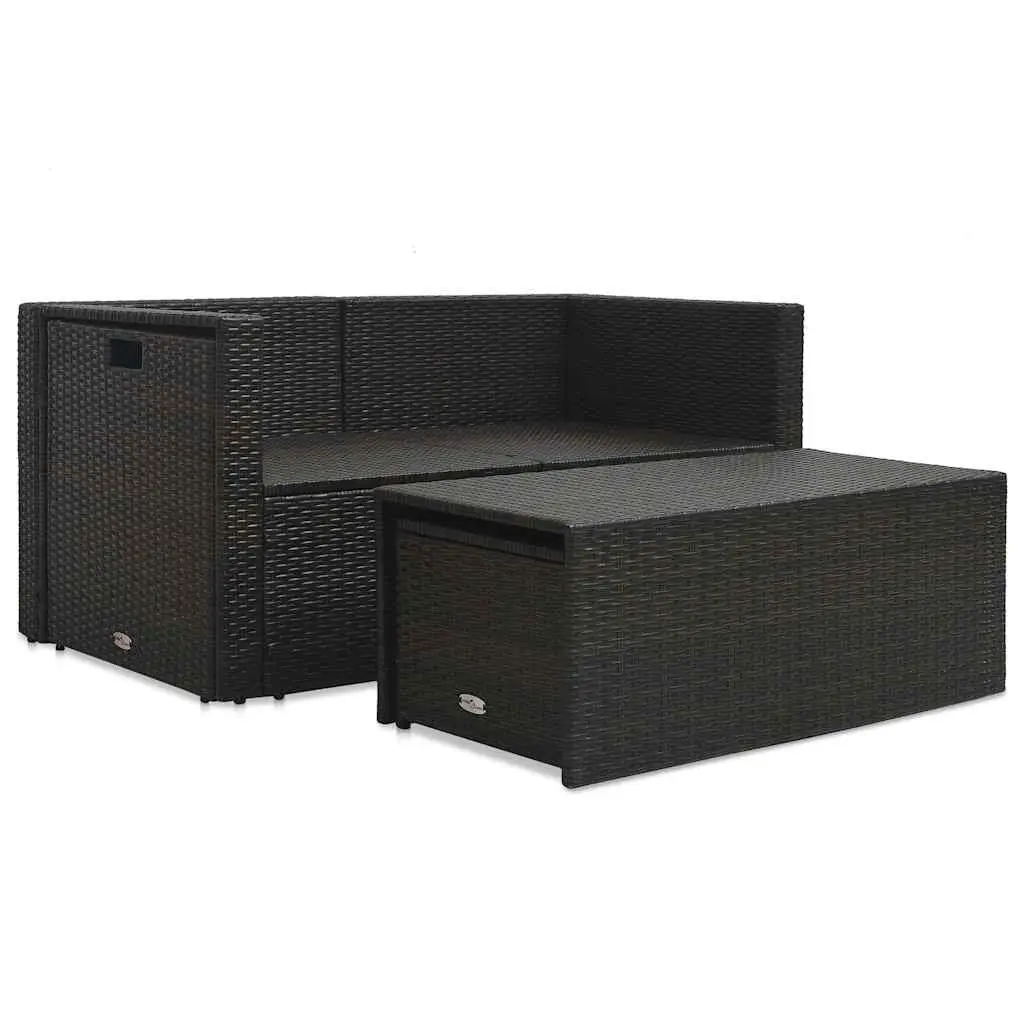 Outdoor Lounge Set Poly Rattan 6 Piece Brown Patio Furniture