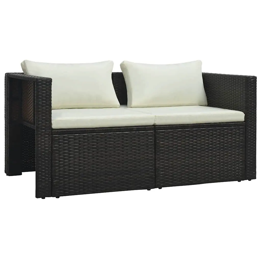 Outdoor Lounge Set Poly Rattan 6 Piece Brown Patio Furniture