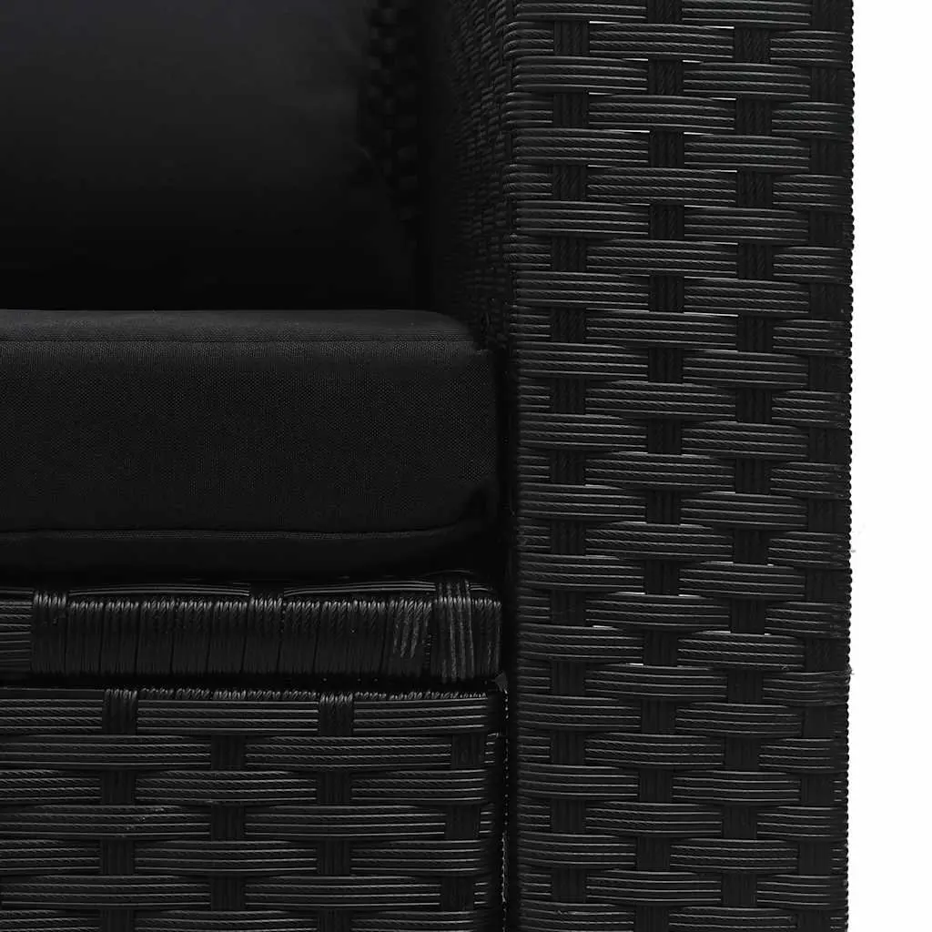 Garden Lounge Set Poly Rattan 6 Piece Outdoor Furniture Black Patio Sofa