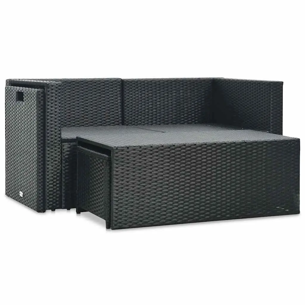Garden Lounge Set Poly Rattan 6 Piece Outdoor Furniture Black Patio Sofa