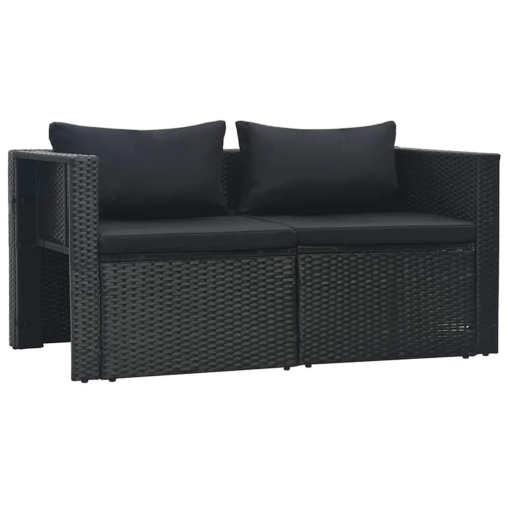 Garden Lounge Set Poly Rattan 6 Piece Outdoor Furniture Black Patio Sofa