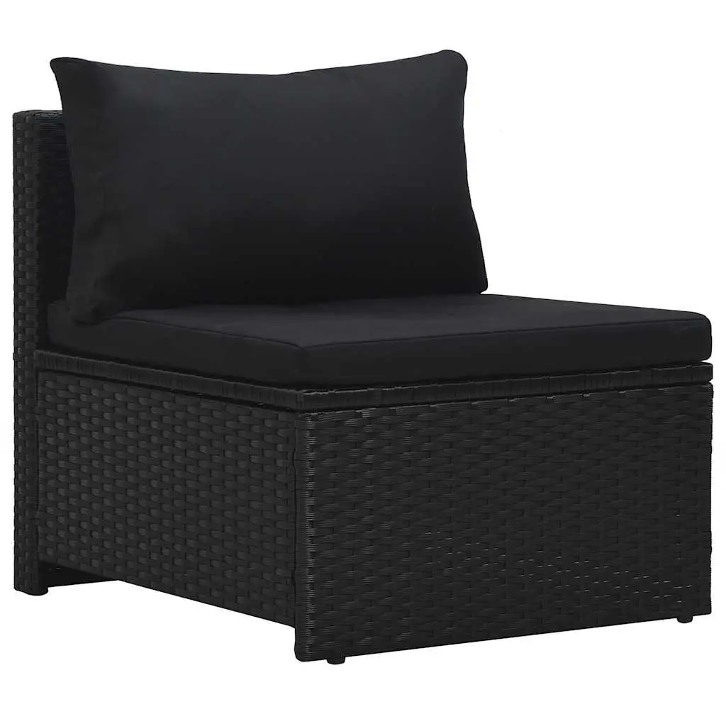 Garden Lounge Set Poly Rattan 6 Piece Outdoor Furniture Black Patio Sofa