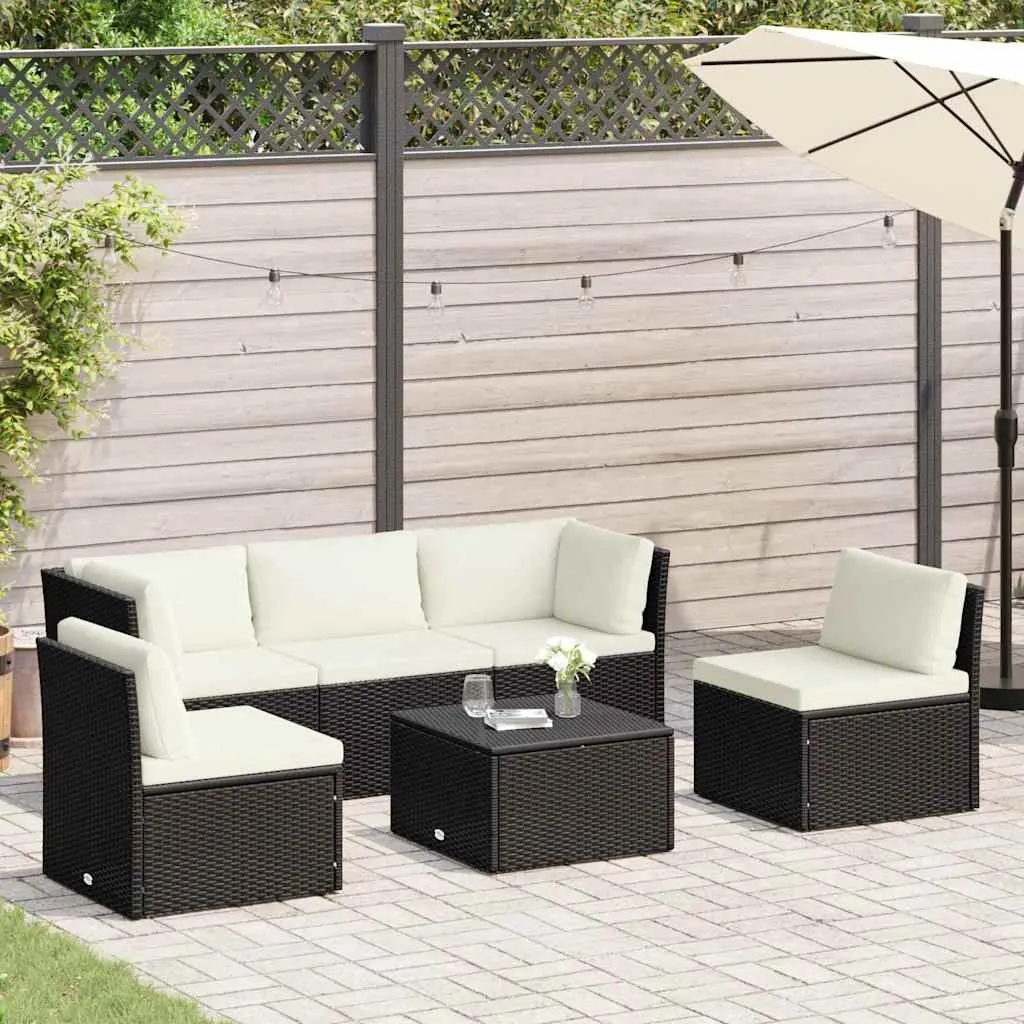 Outdoor Lounge Set 4 Piece Garden Patio Seating Poly Rattan with Cushions Brown