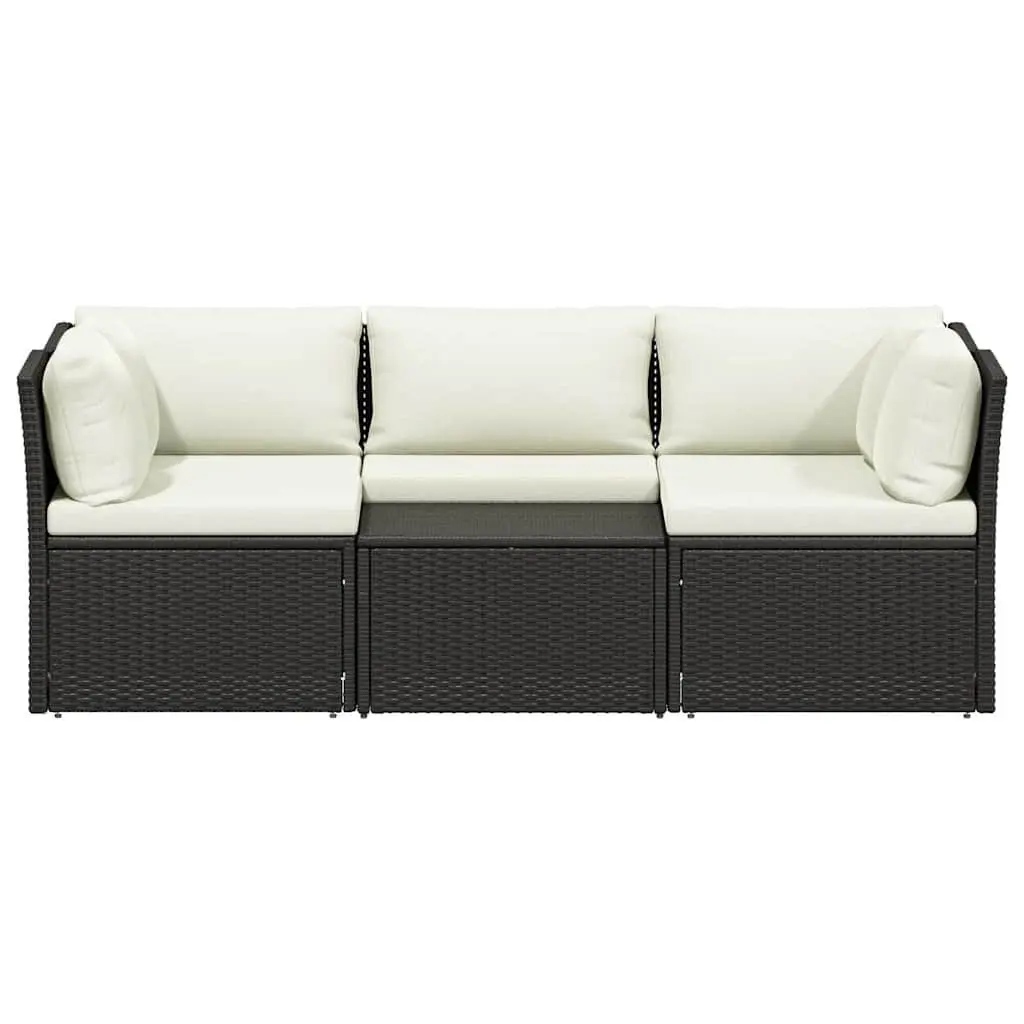 Outdoor Lounge Set 4 Piece Garden Patio Seating Poly Rattan with Cushions Brown
