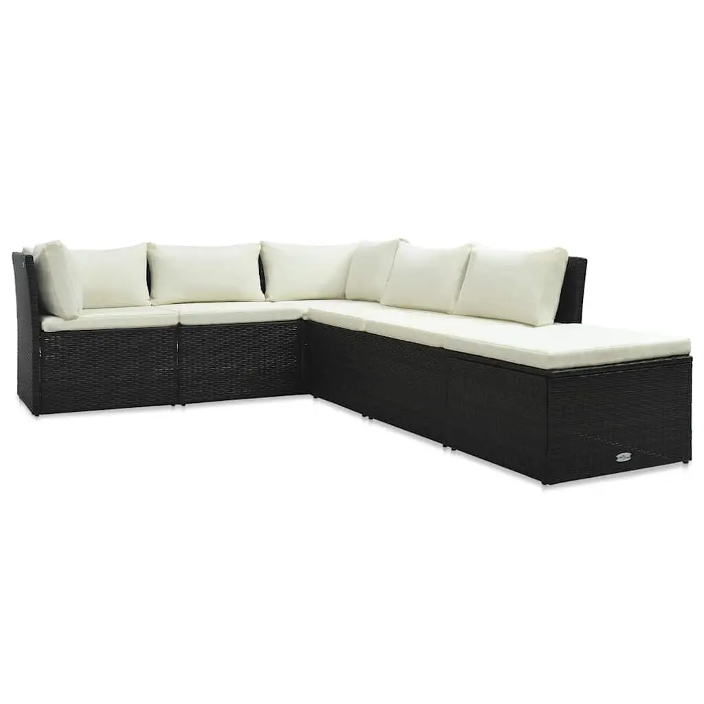 Outdoor Lounge Set 4 Piece Garden Patio Seating Poly Rattan with Cushions Brown