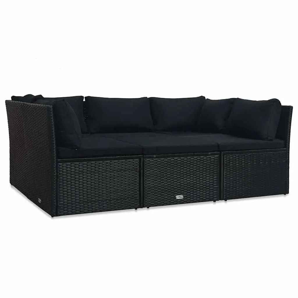 Outdoor Lounge Set 4 Piece Poly Rattan Garden Patio Furniture with Cushions