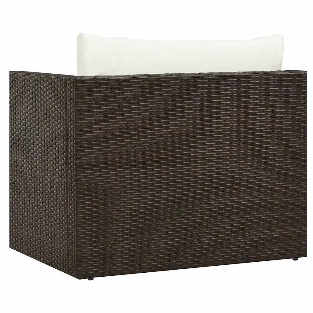 Garden Lounge Set 5 Piece Modular Stackable Outdoor Furniture PE Rattan Brown with Cushions