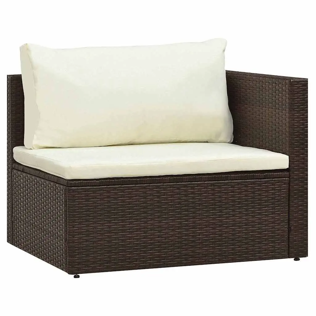 Garden Lounge Set 5 Piece Modular Stackable Outdoor Furniture PE Rattan Brown with Cushions