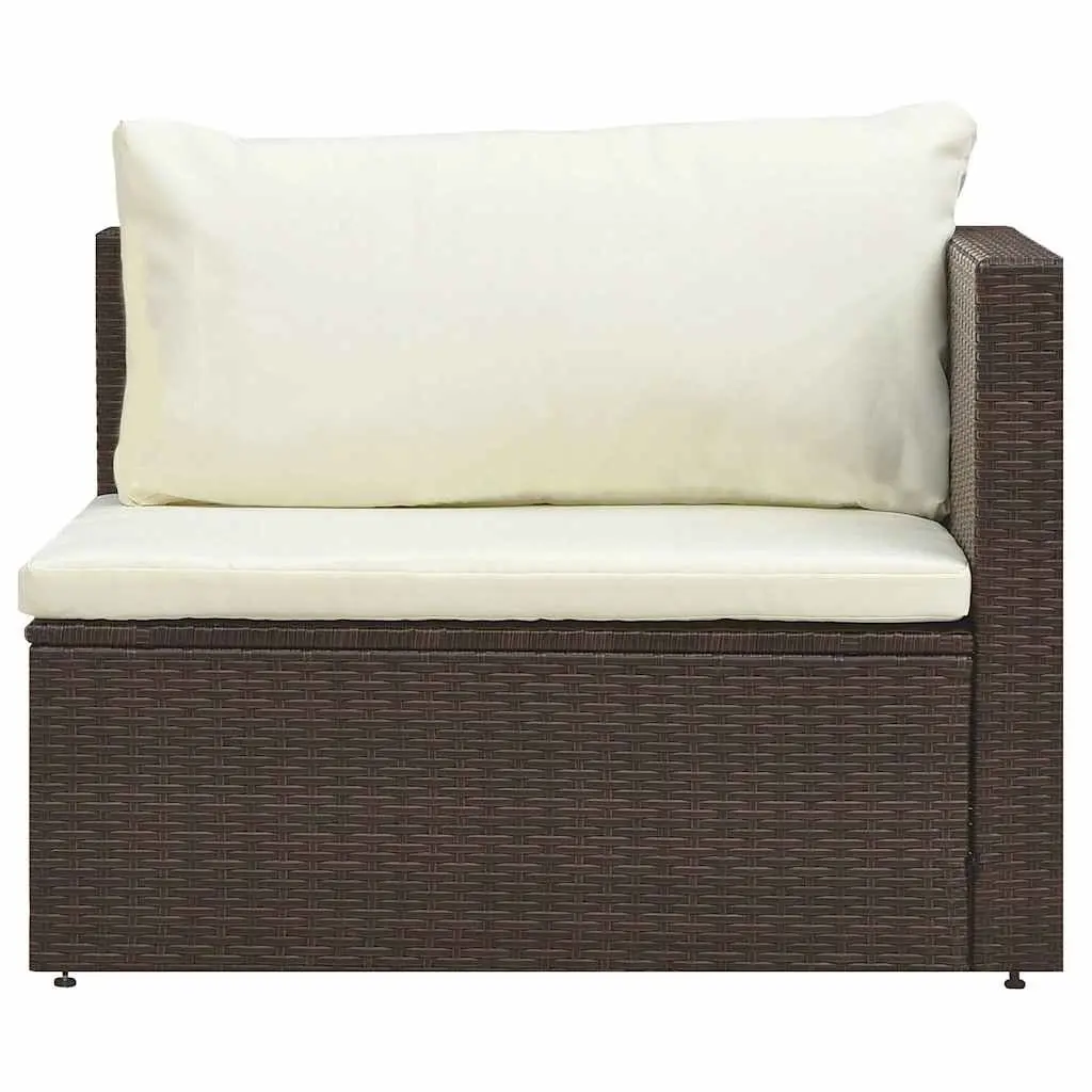 Garden Lounge Set 5 Piece Modular Stackable Outdoor Furniture PE Rattan Brown with Cushions