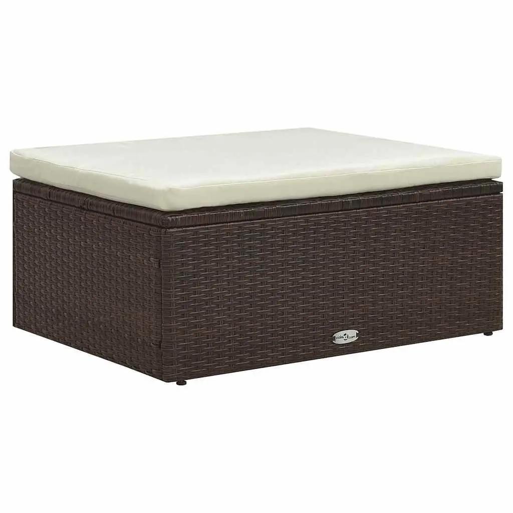 Garden Lounge Set 5 Piece Modular Stackable Outdoor Furniture PE Rattan Brown with Cushions