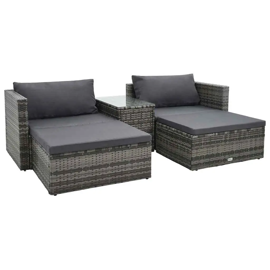 5 Piece Garden Lounge Set Outdoor Patio Furniture PE Rattan Grey Sofa