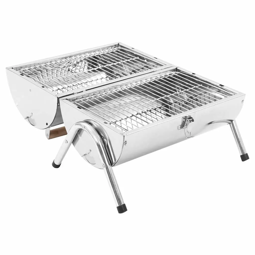 Portable Tabletop Charcoal BBQ Grill with Double Cooking Grids Camping Picnic