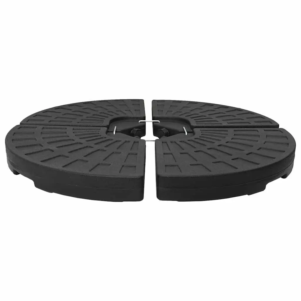 Umbrella Base Heavy Duty HDPE Plastic Set of 4 Fan-shaped Black