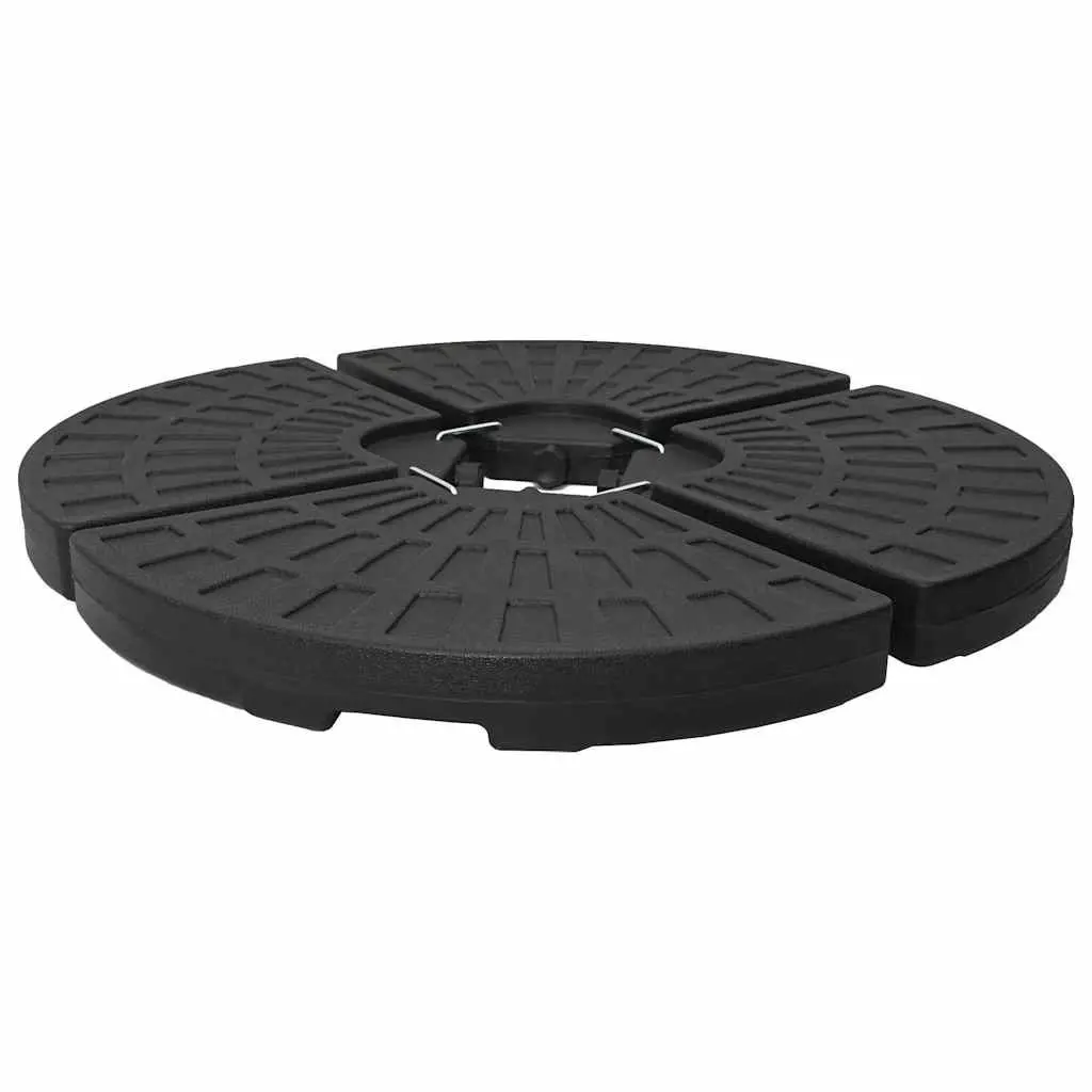 Umbrella Base Heavy Duty HDPE Plastic Set of 4 Fan-shaped Black