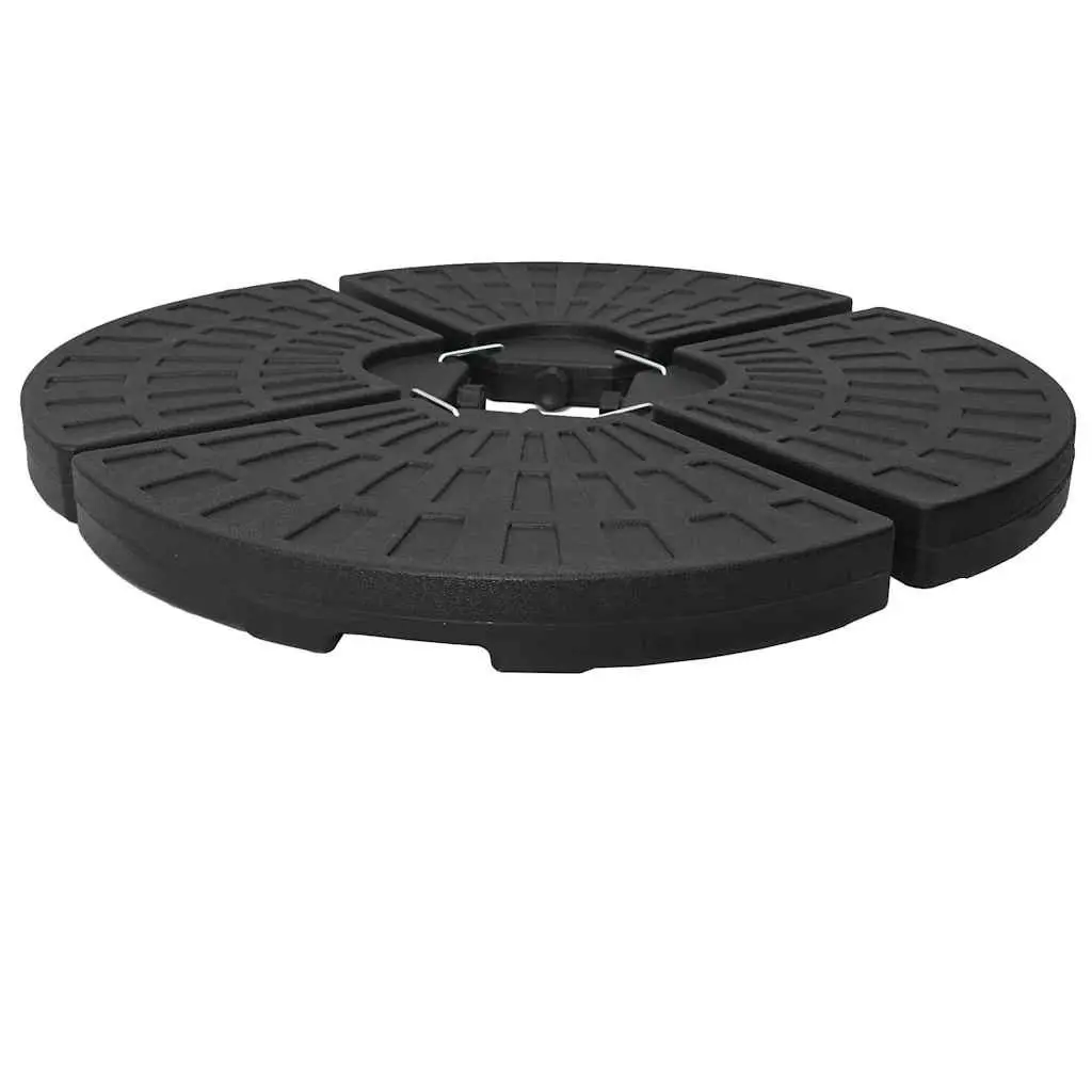 Umbrella Base Heavy Duty HDPE Plastic Set of 4 Fan-shaped Black