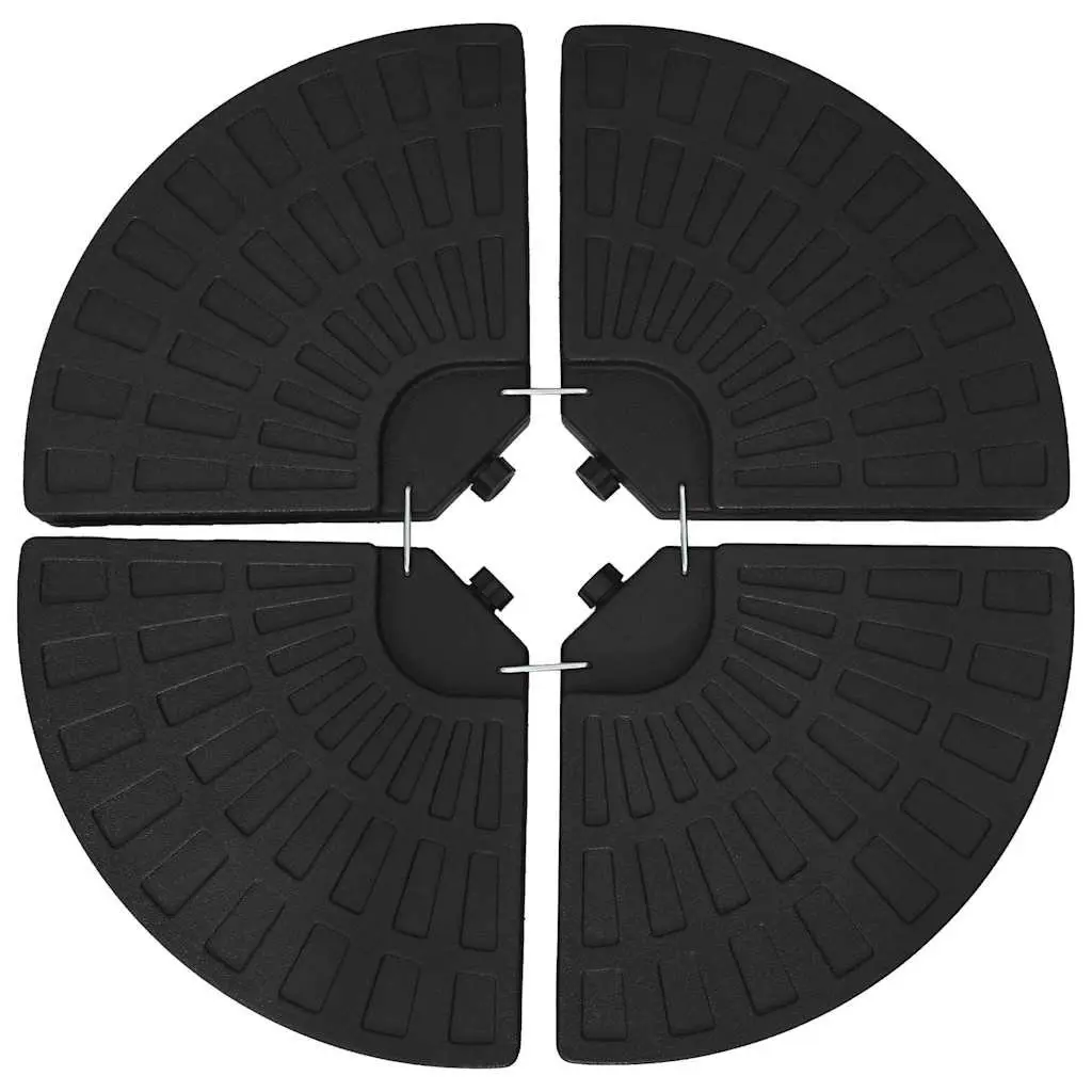 Umbrella Base Heavy Duty HDPE Plastic Set of 4 Fan-shaped Black