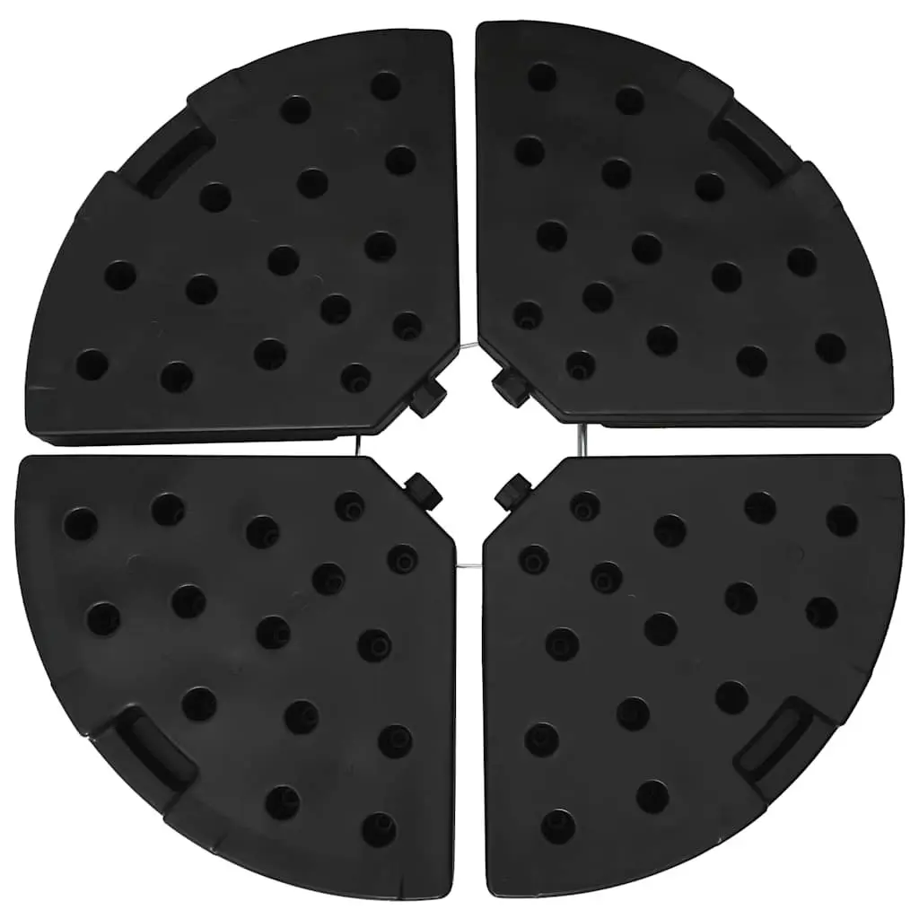 Umbrella Base Heavy Duty HDPE Plastic Set of 4 Fan-shaped Black