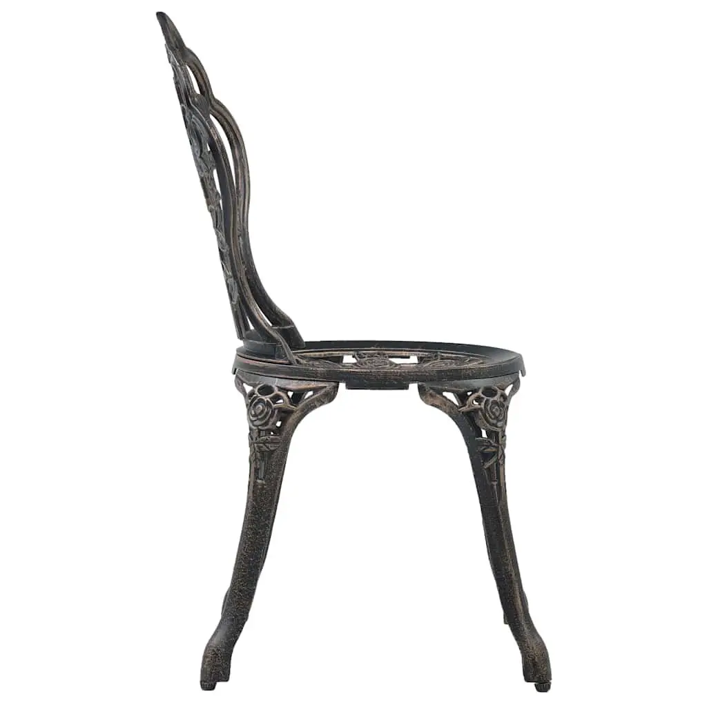 Bistro Chairs Set Cast Aluminium Brown Outdoor 2 Piece