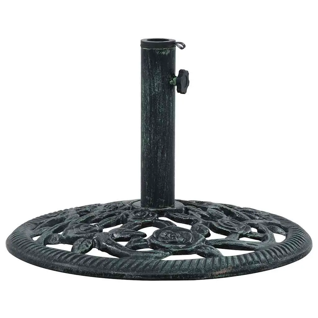 Umbrella Stand Cast Iron Green 40cm Outdoor Parasol Holder Durable Garden Base