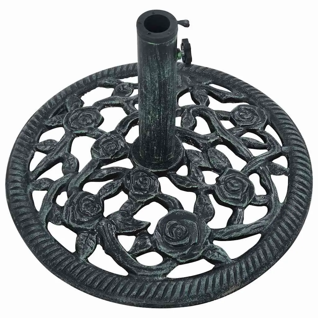 Umbrella Stand Cast Iron Green 40cm Outdoor Parasol Holder Durable Garden Base