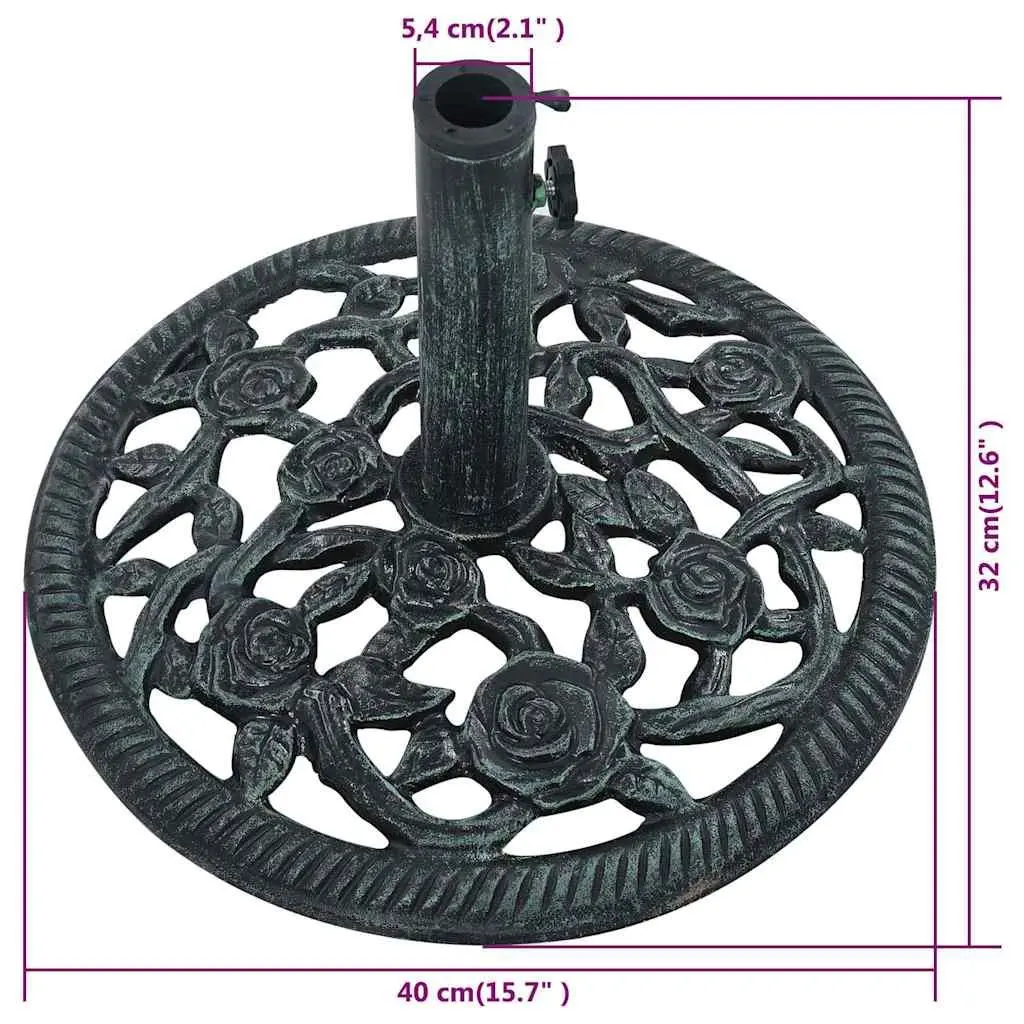 Umbrella Stand Cast Iron Green 40cm Outdoor Parasol Holder Durable Garden Base