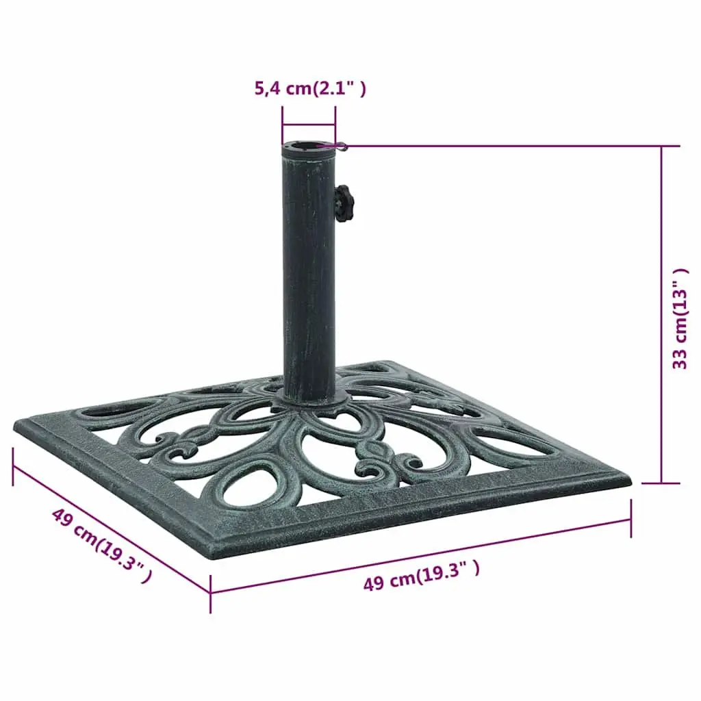 Umbrella Base Cast Iron 49cm Green Outdoor Parasol Stand Pole Holder