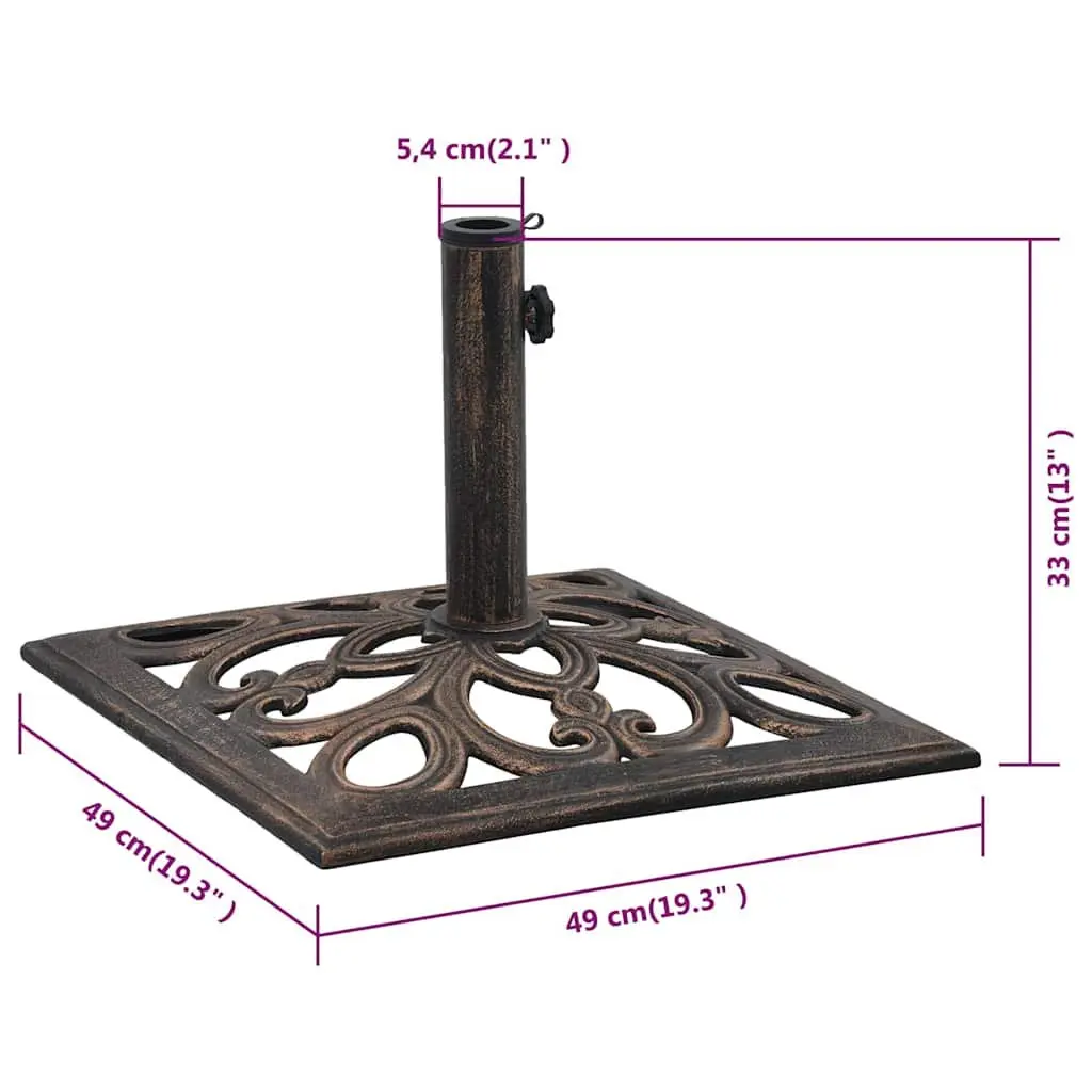 Cast Iron Umbrella Base Brown Outdoor Stand 49cm Support for Garden and Patio