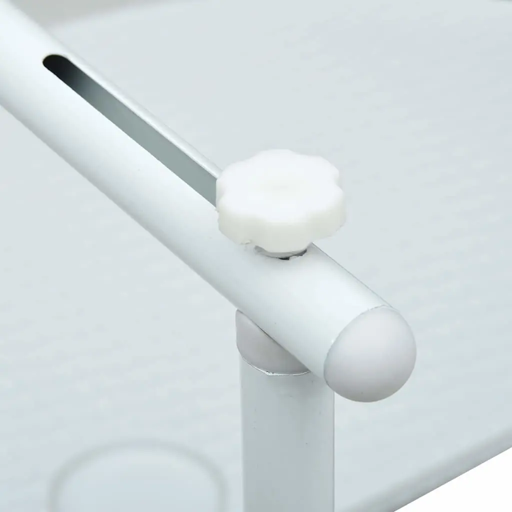 Hanging Balcony Table Plastic Top Steel Frame Height Adjustable Foldable White