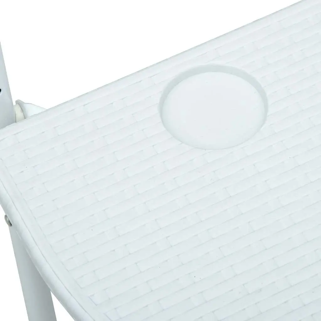 Hanging Balcony Table Plastic Top Steel Frame Height Adjustable Foldable White