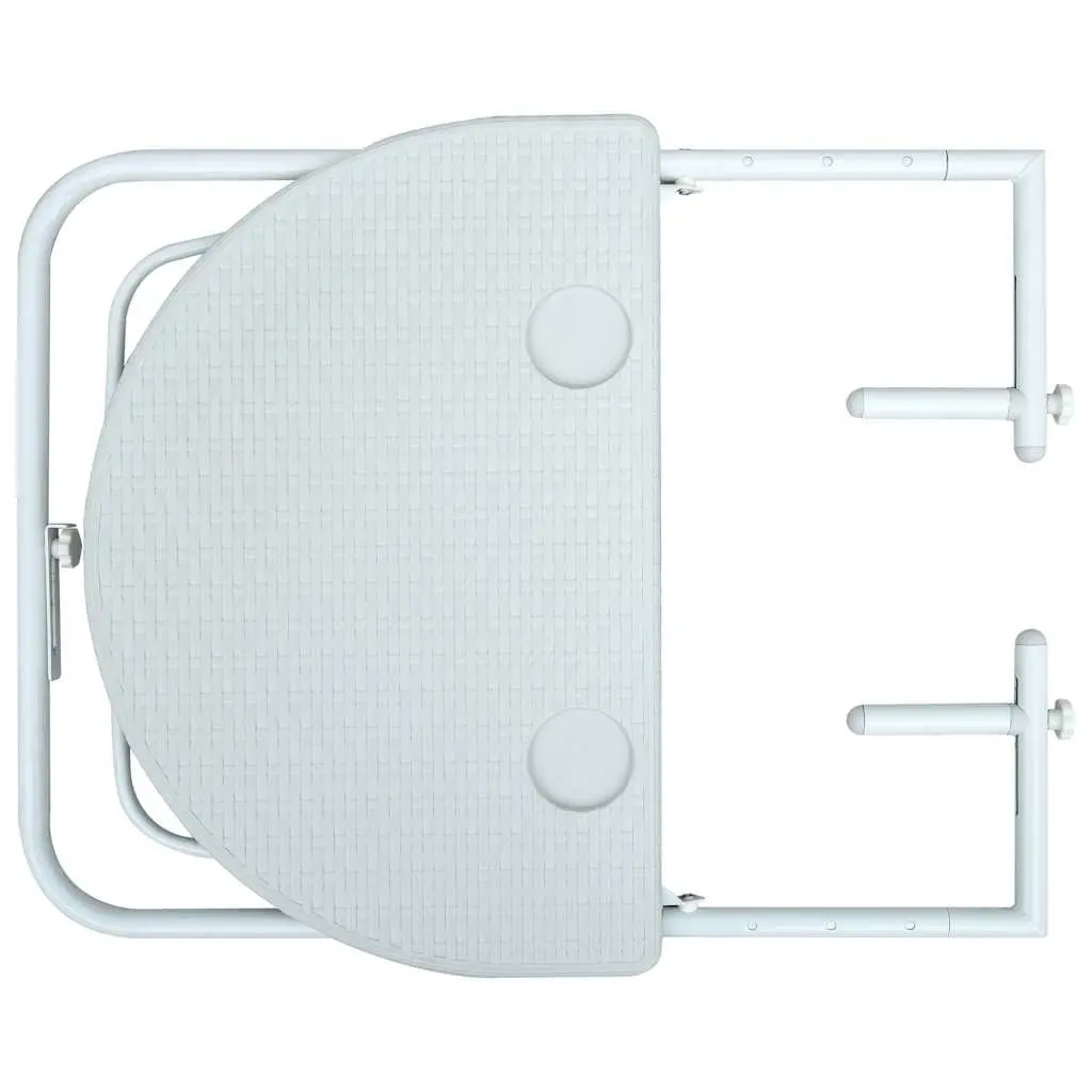 Hanging Balcony Table Plastic Top Steel Frame Height Adjustable Foldable White
