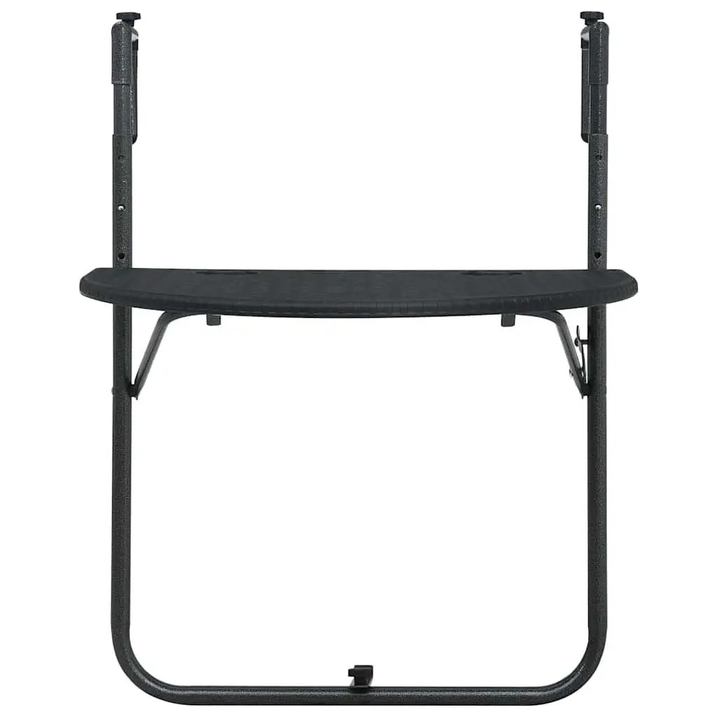 Hanging Balcony Table Plastic Foldable Adjustable Height Black
