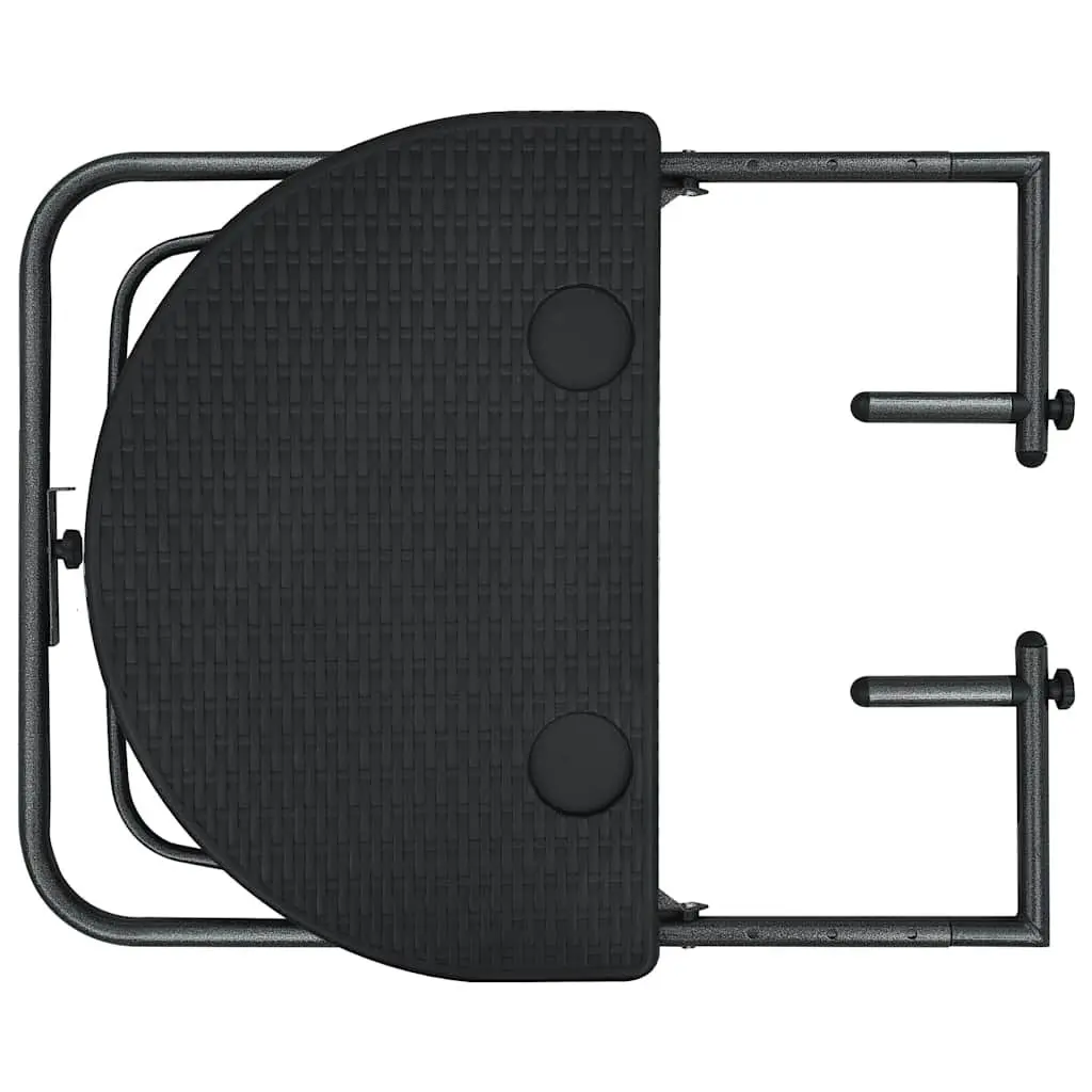 Hanging Balcony Table Plastic Foldable Adjustable Height Black