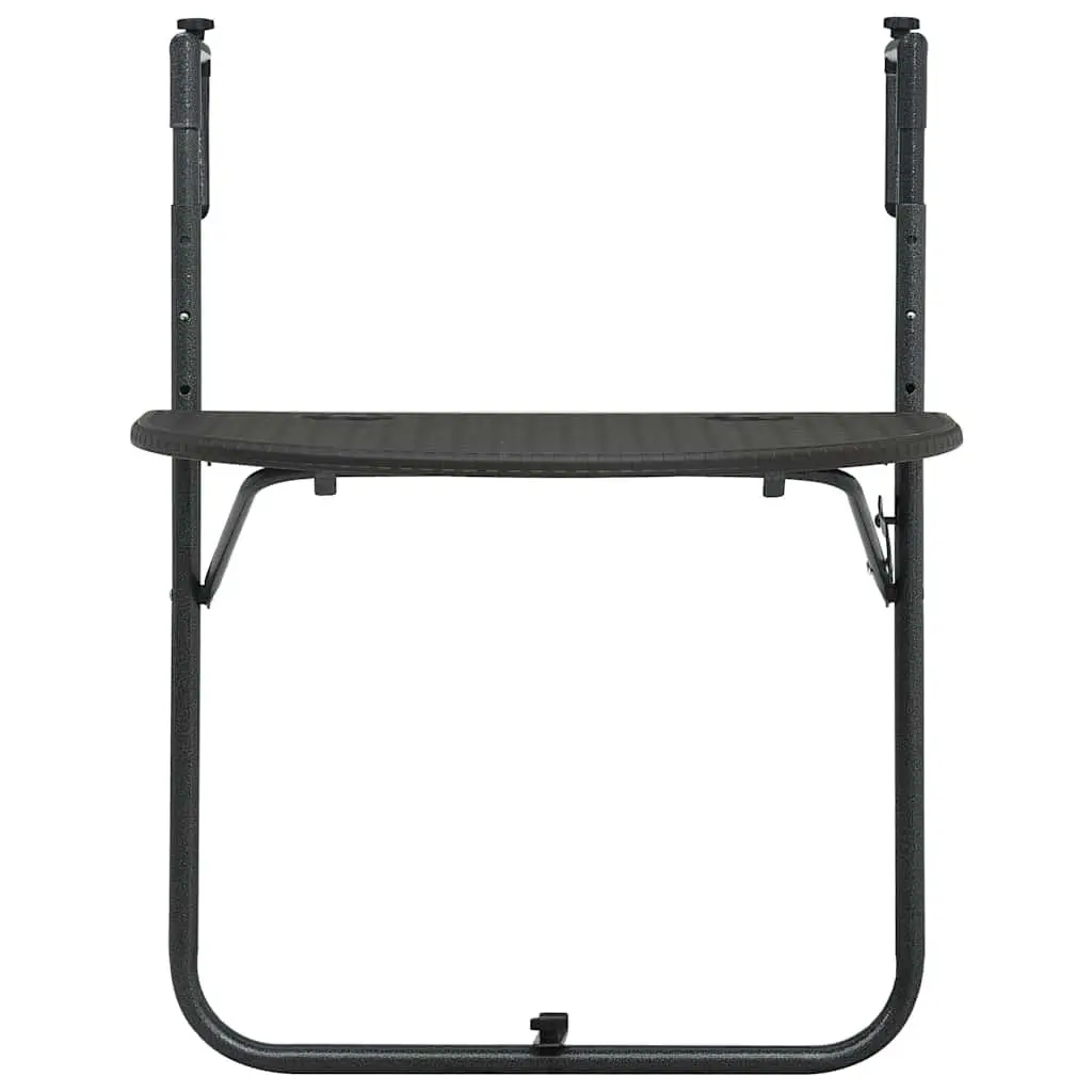 Hanging Balcony Table Steel Frame Plastic Top Foldable Rattan Look Brown 60L x 64W x 83.5H cm