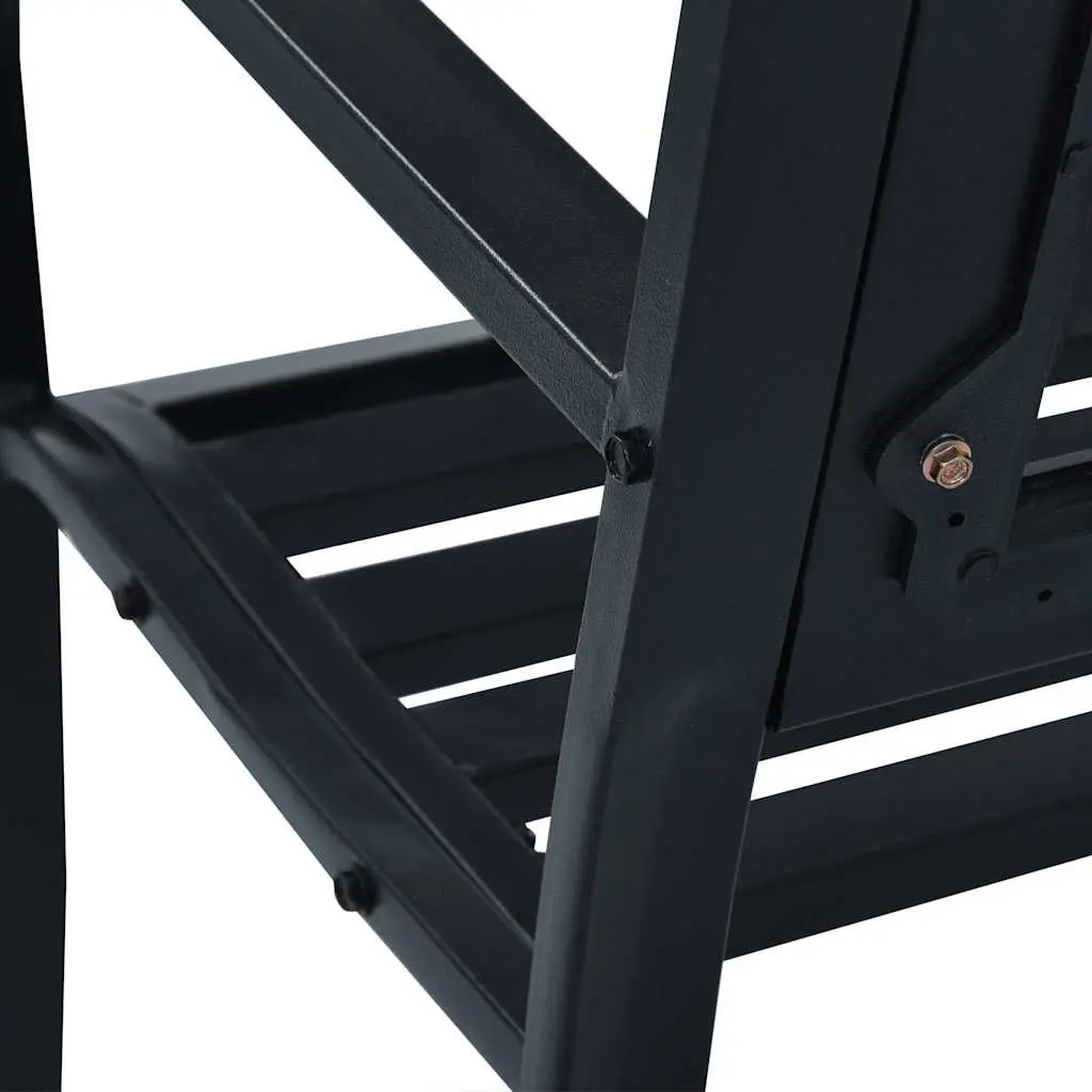 Outdoor Bench 125cm Steel Frame Black Weather Resistant Durable Lattice Backrest for Garden Patio