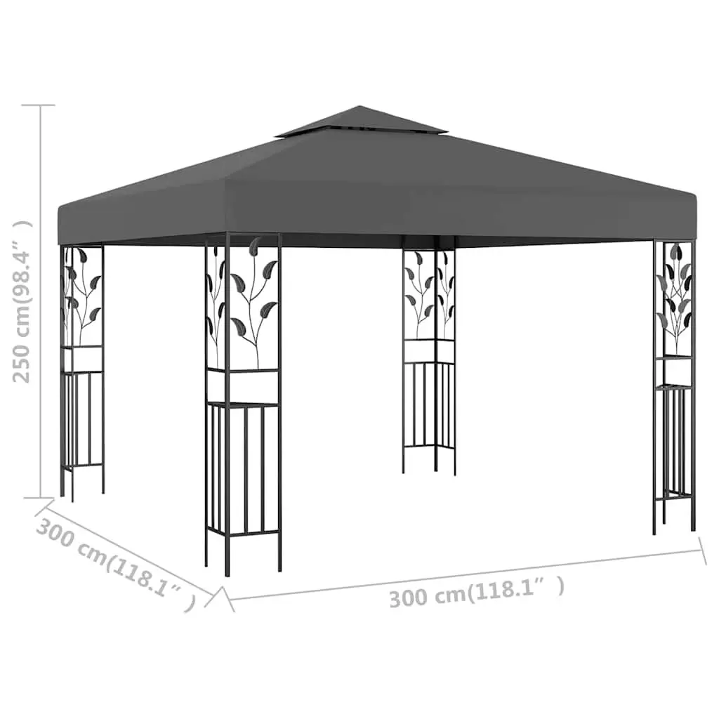 Gazebo Steel Frame 3x3 m Vented Roof Anthracite